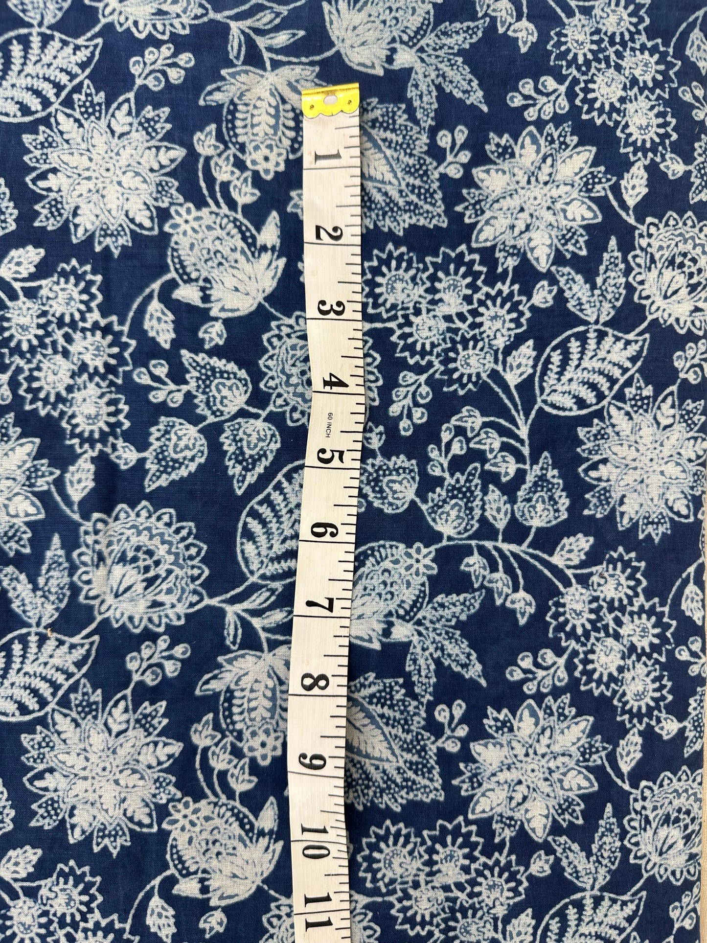 Indigo Floral Vine Dabu Block Print Cotton