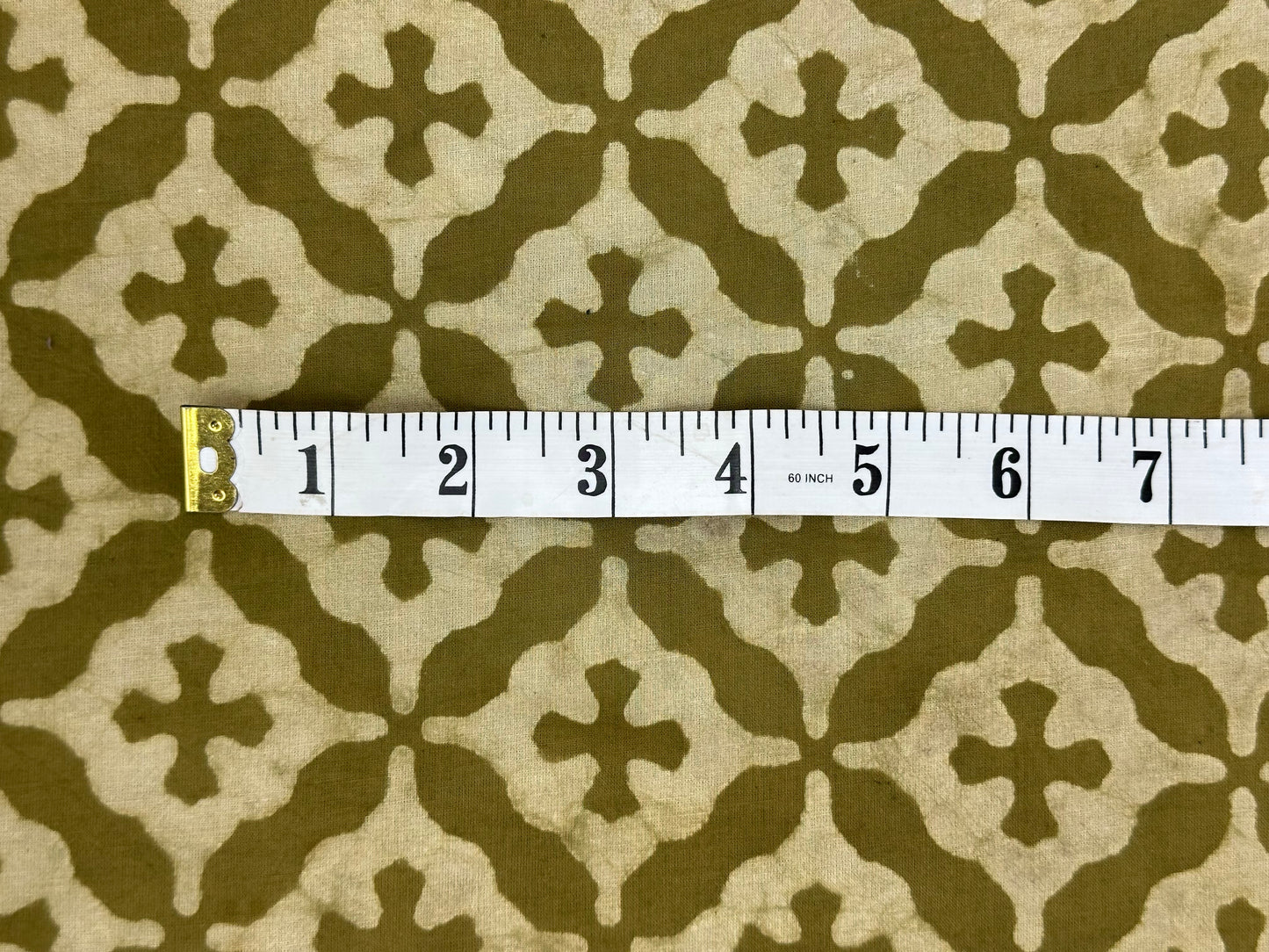 Olive Geometric Lattice Dabu Block Print Cotton