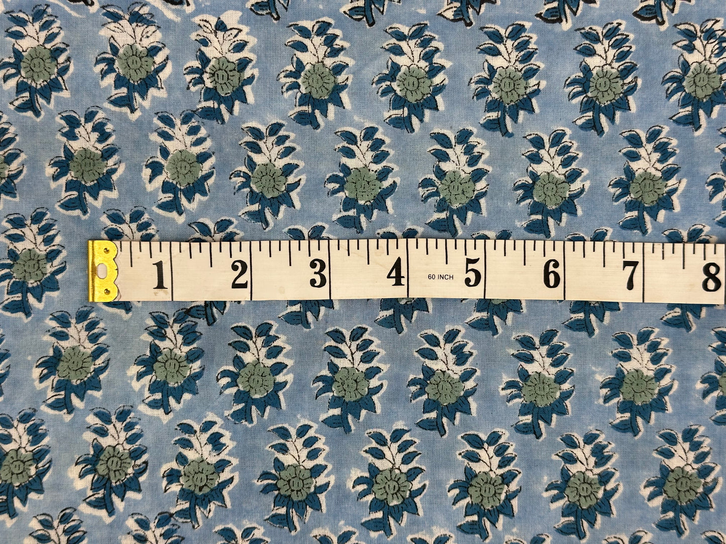 Powder Blue Floral Buta Block Print Cotton