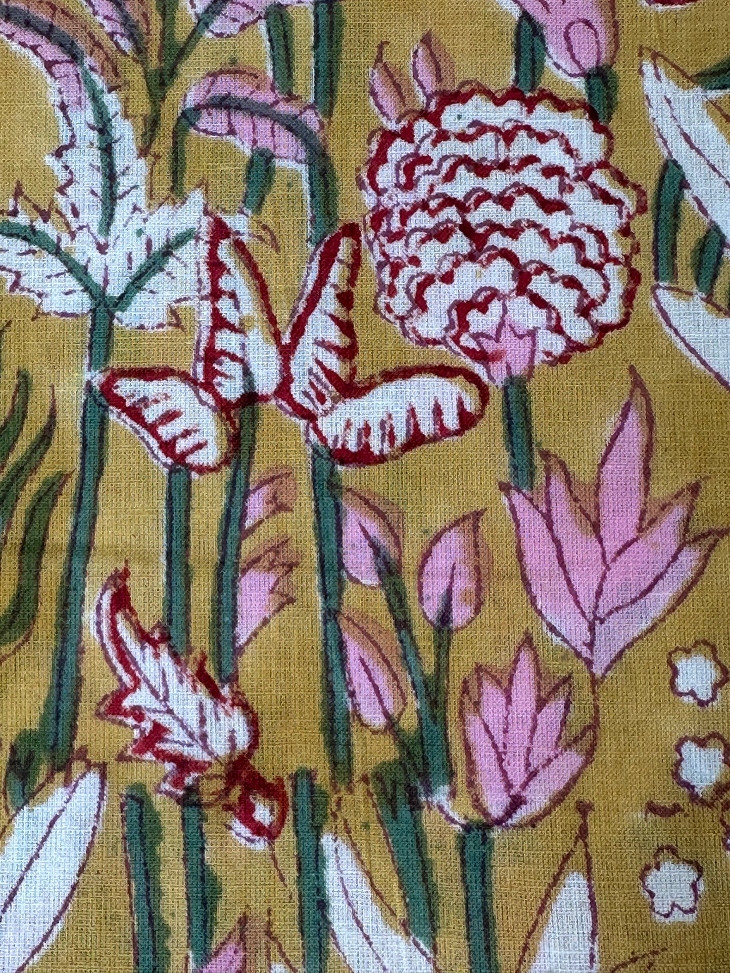 Mustard Garden Block Print Cotton