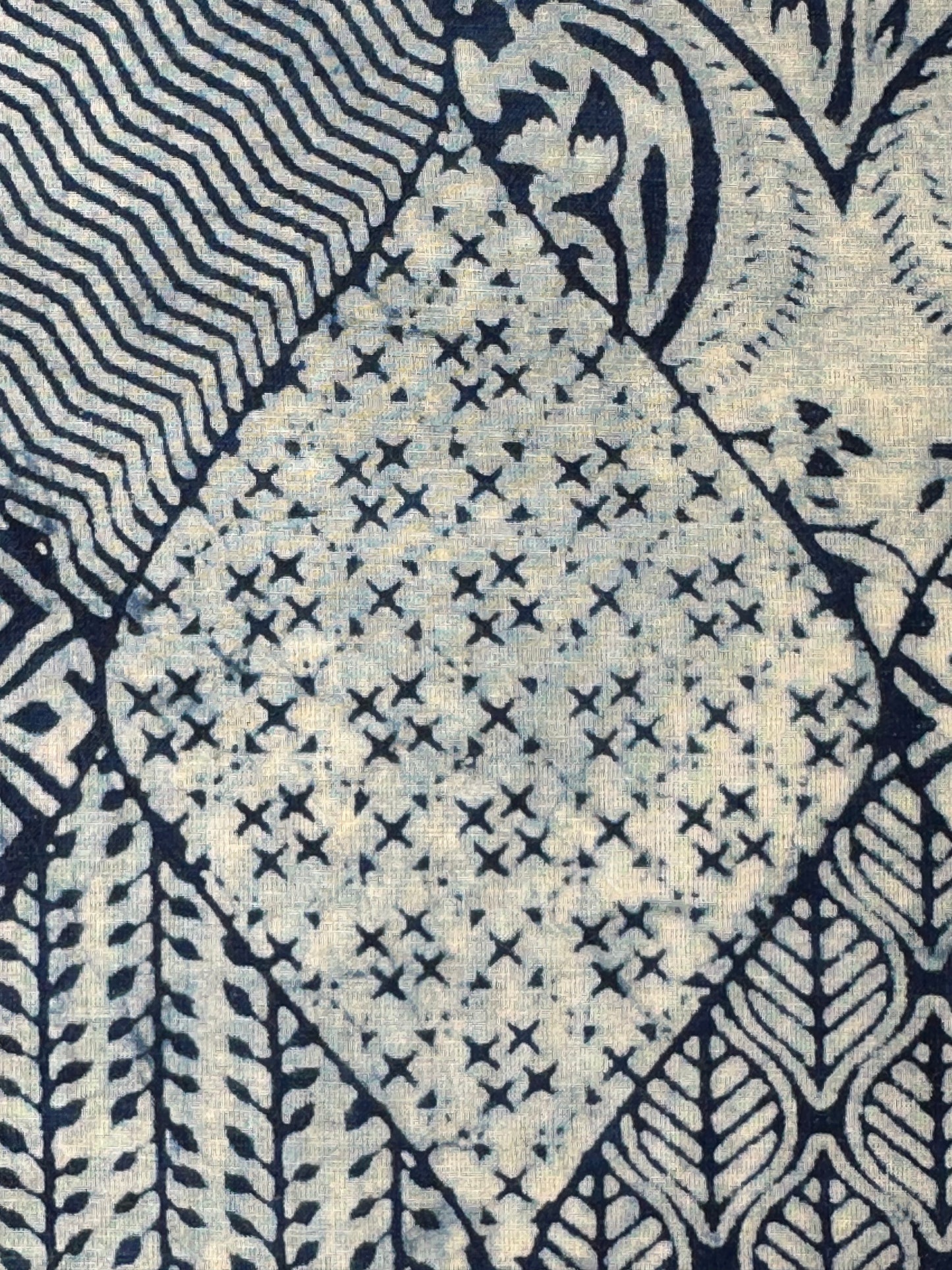 Indigo Patchwork Diamond Dabu Block Print Cotton