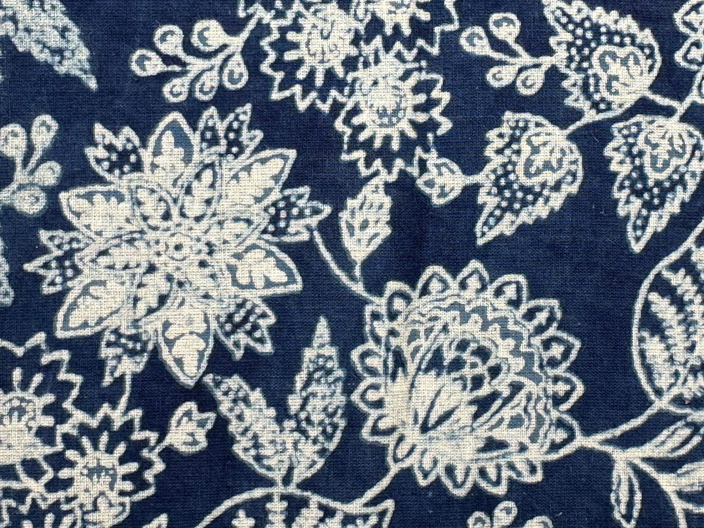 Indigo Floral Vine Dabu Block Print Cotton