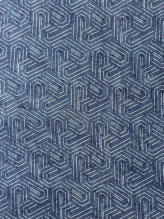 Indigo Hexagon Geometric Dabu Block Print Cotton
