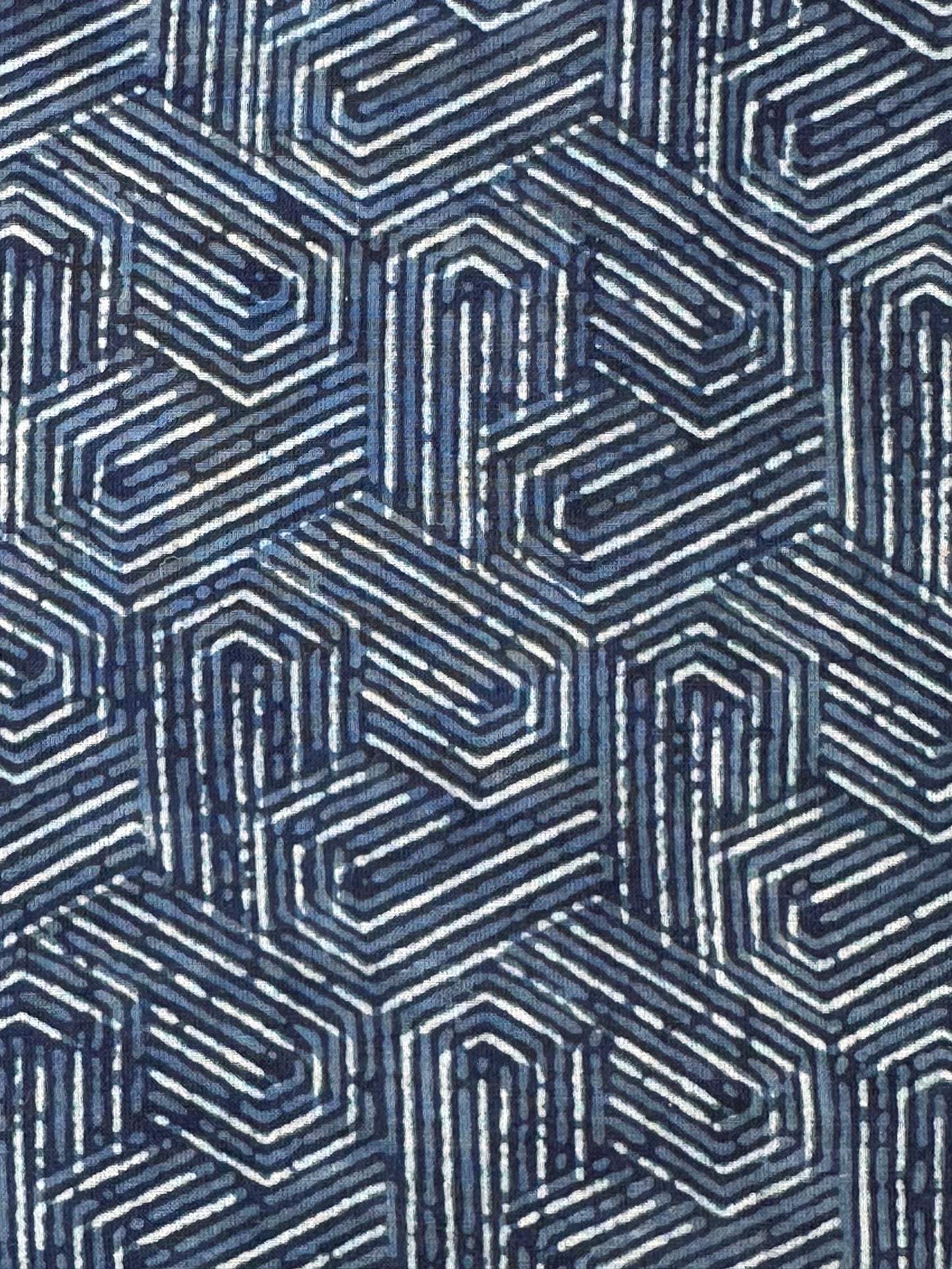Indigo Hexagon Geometric Dabu Block Print Cotton
