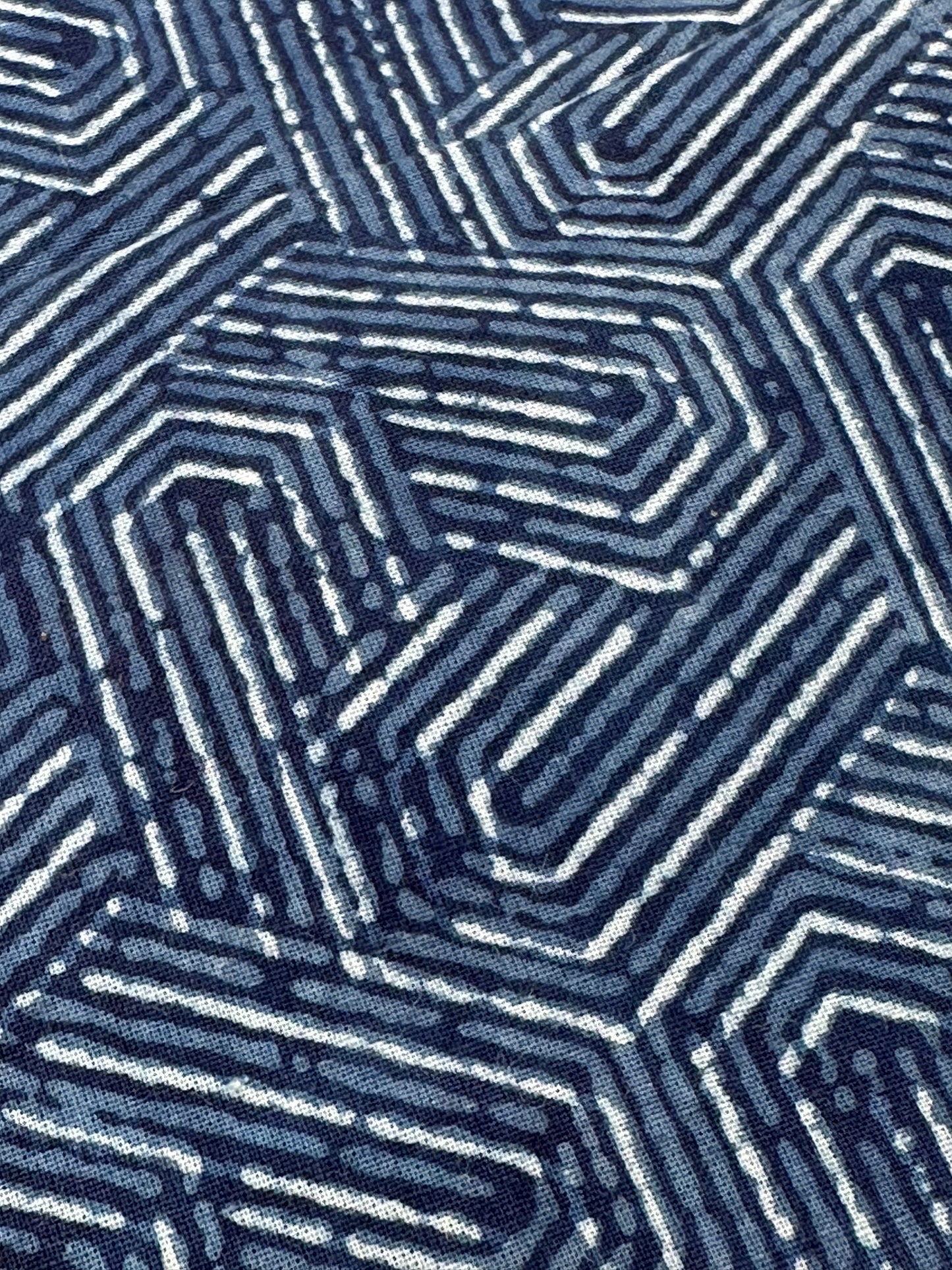 Indigo Hexagon Geometric Dabu Block Print Cotton