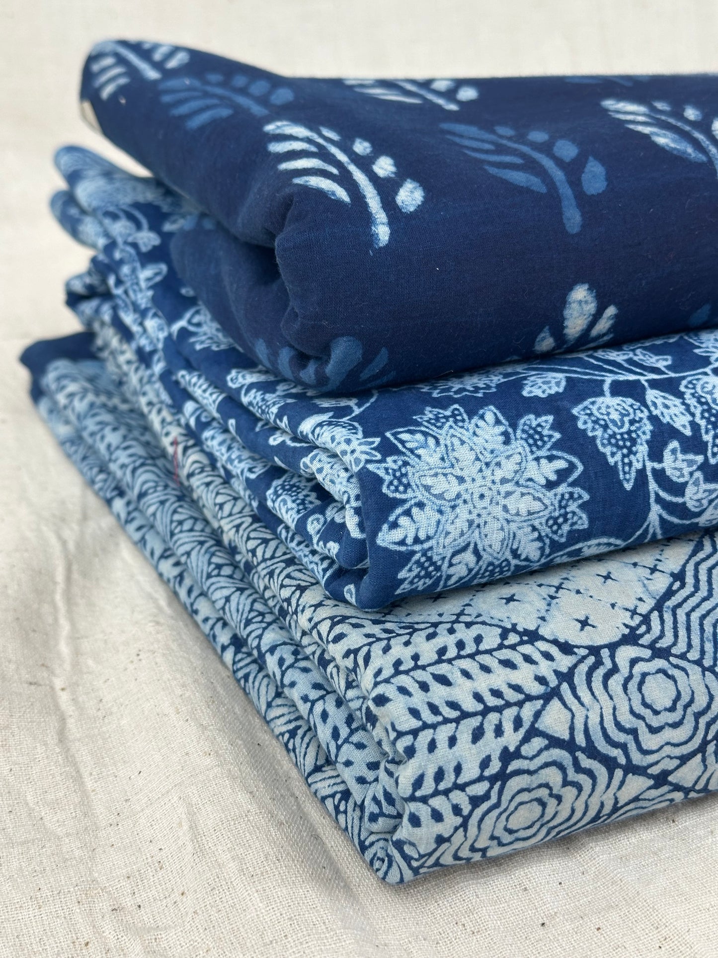 Indigo Patchwork Diamond Dabu Block Print Cotton