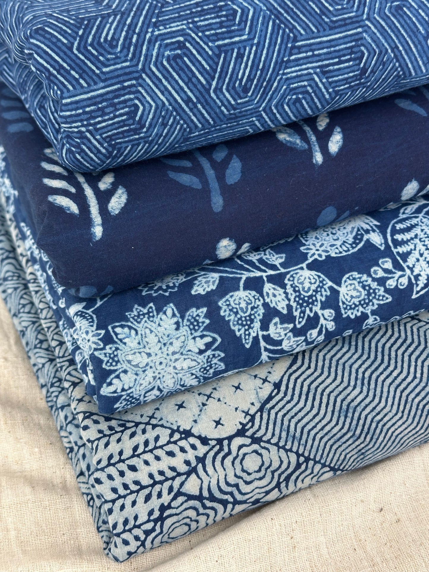 Indigo Leaf Buti Dabu Block Print Cotton