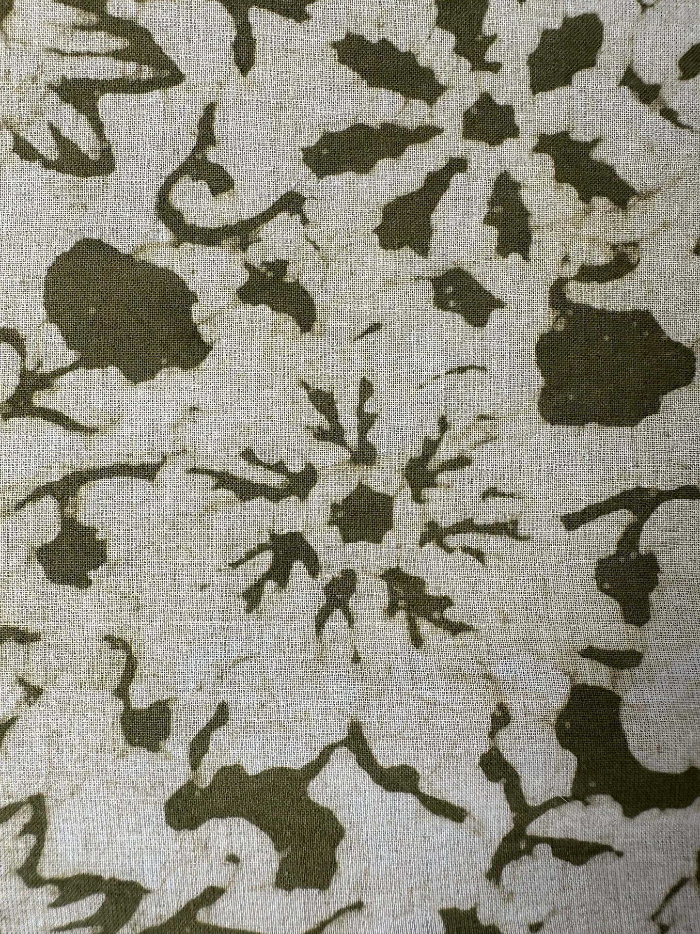 Cream & Olive Floral Dabu Block Print Cotton
