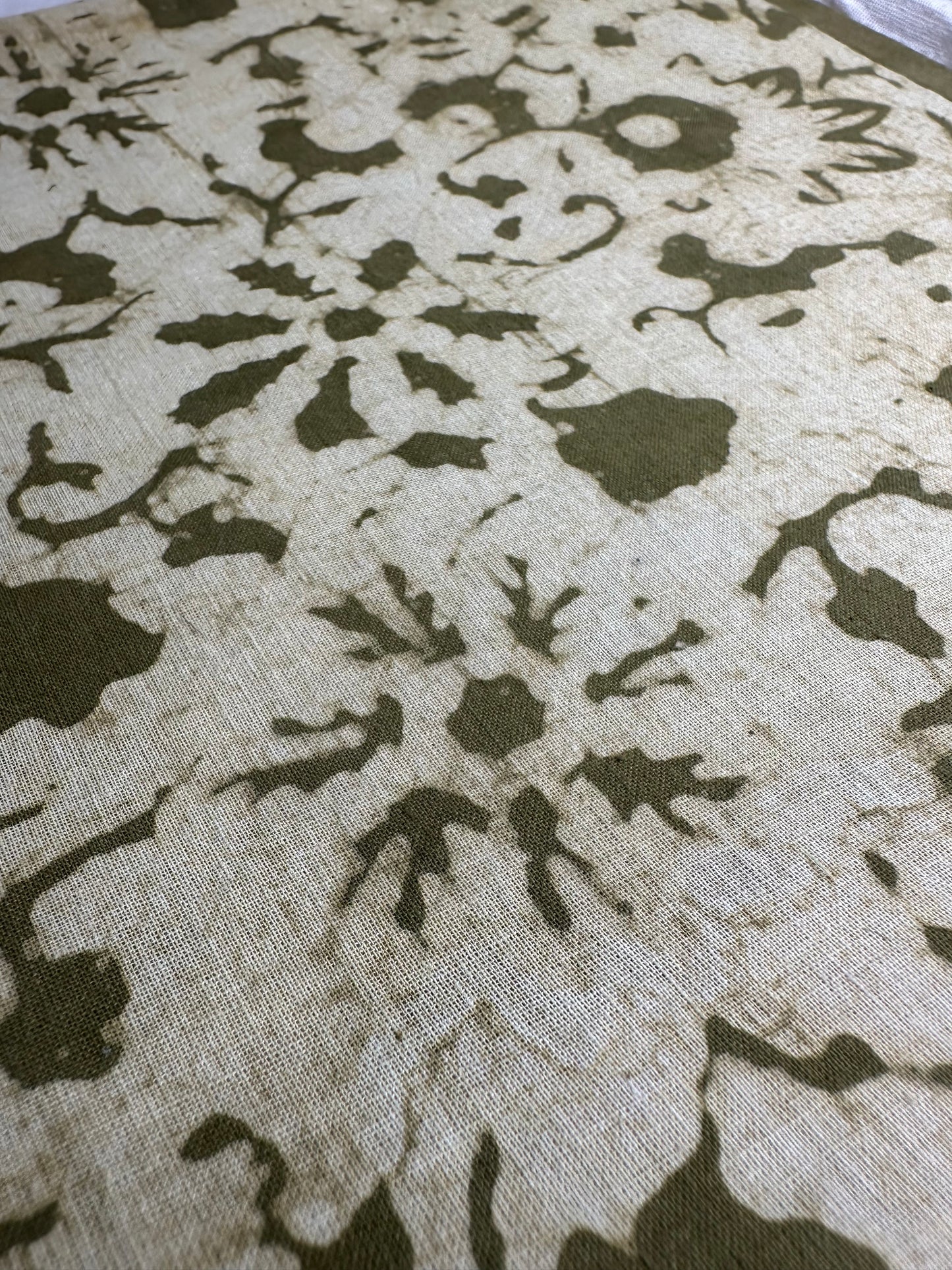 Cream & Olive Floral Dabu Block Print Cotton