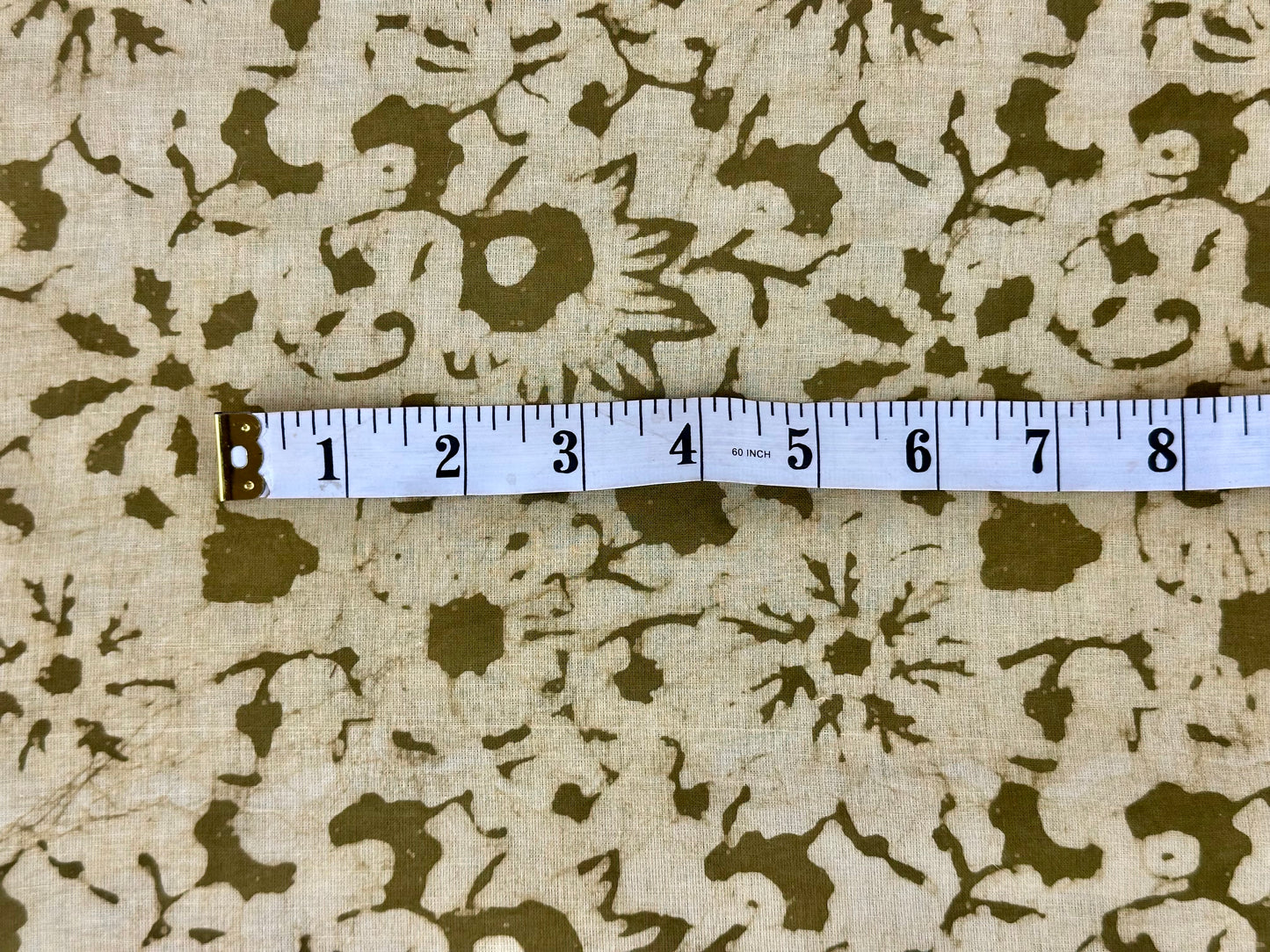 Cream & Olive Floral Dabu Block Print Cotton