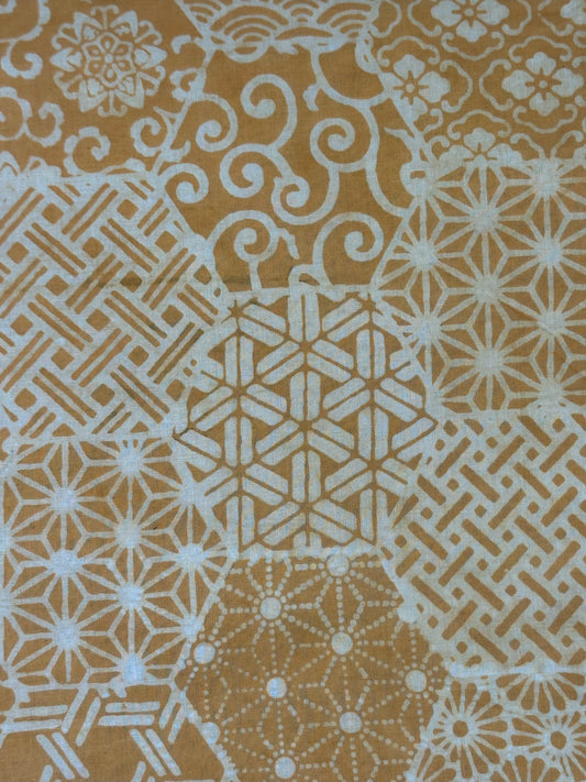 Amber Geometric Patchwork Dabu Block Print Cotton