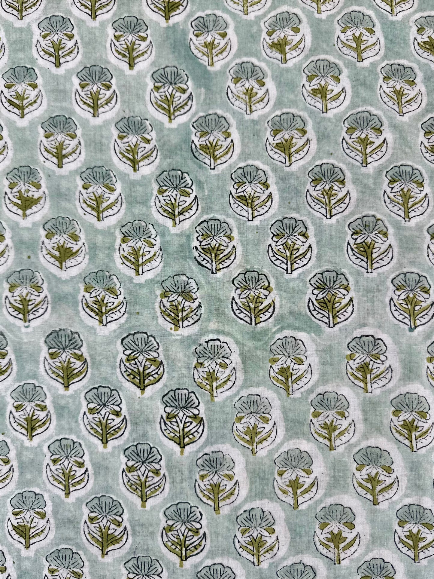 Soft Sage Buti Block Print Cotton