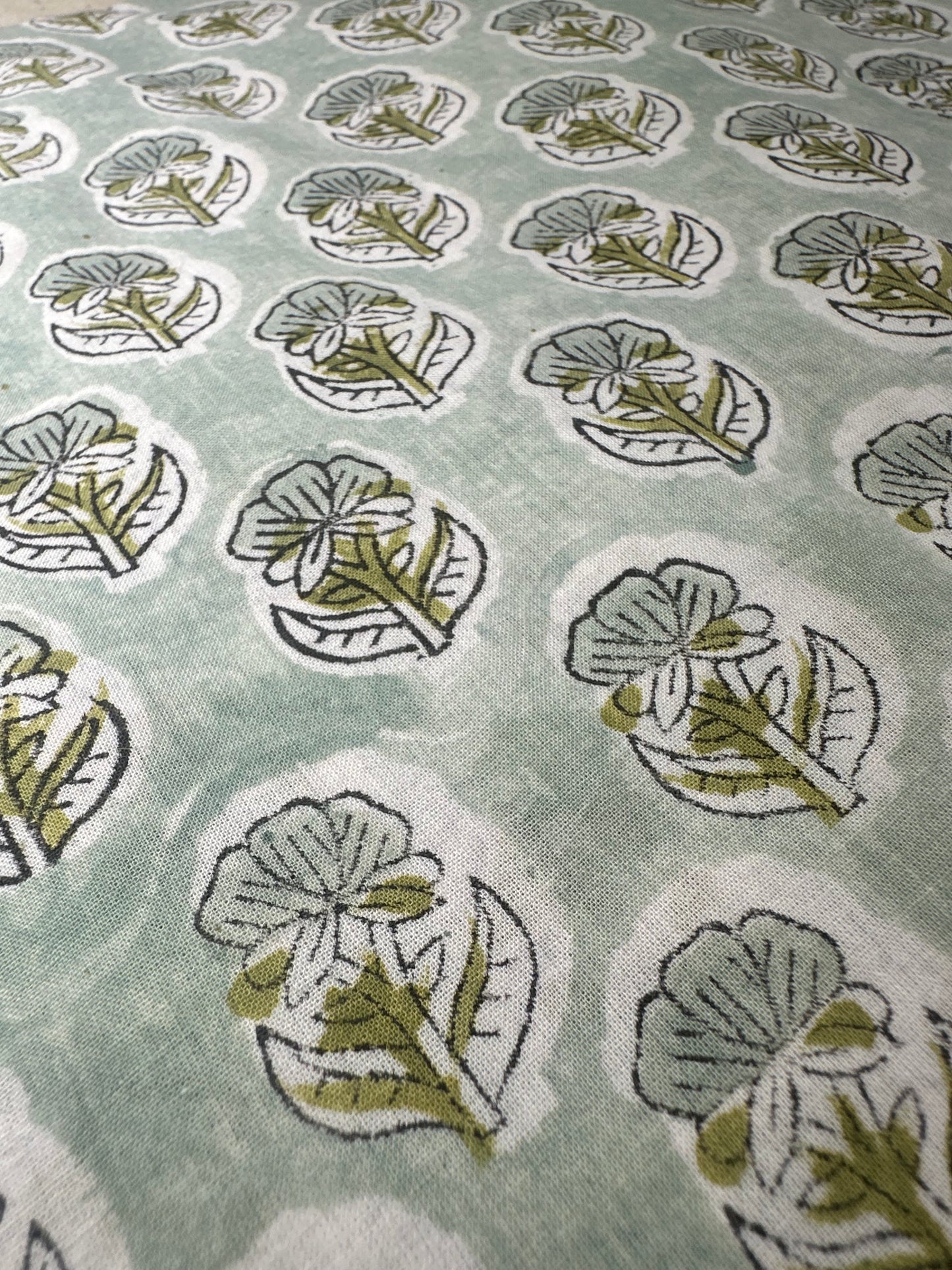 Soft Sage Buti Block Print Cotton