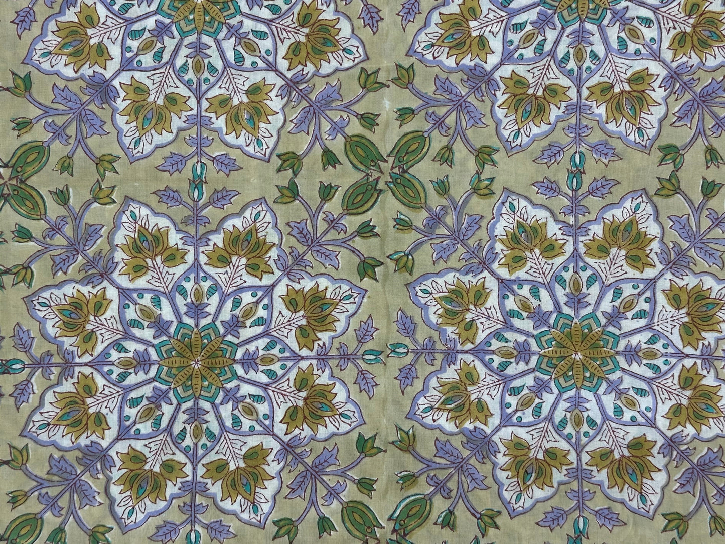 Sage Green Medallion Jaal Block Print Cotton