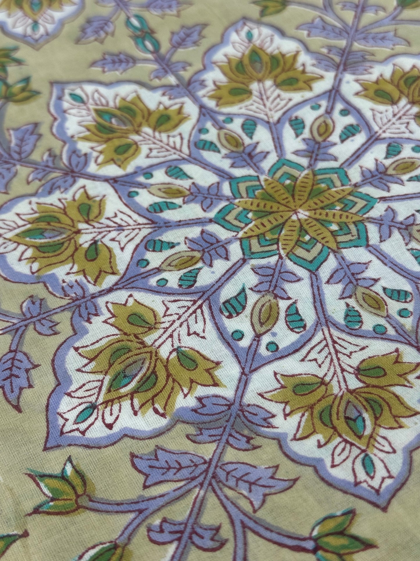 Sage Green Medallion Jaal Block Print Cotton