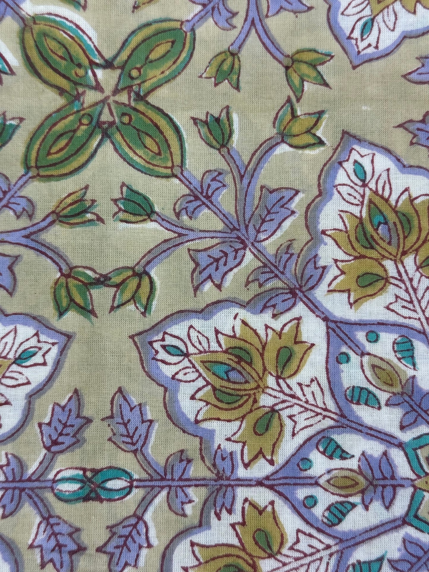 Sage Green Medallion Jaal Block Print Cotton