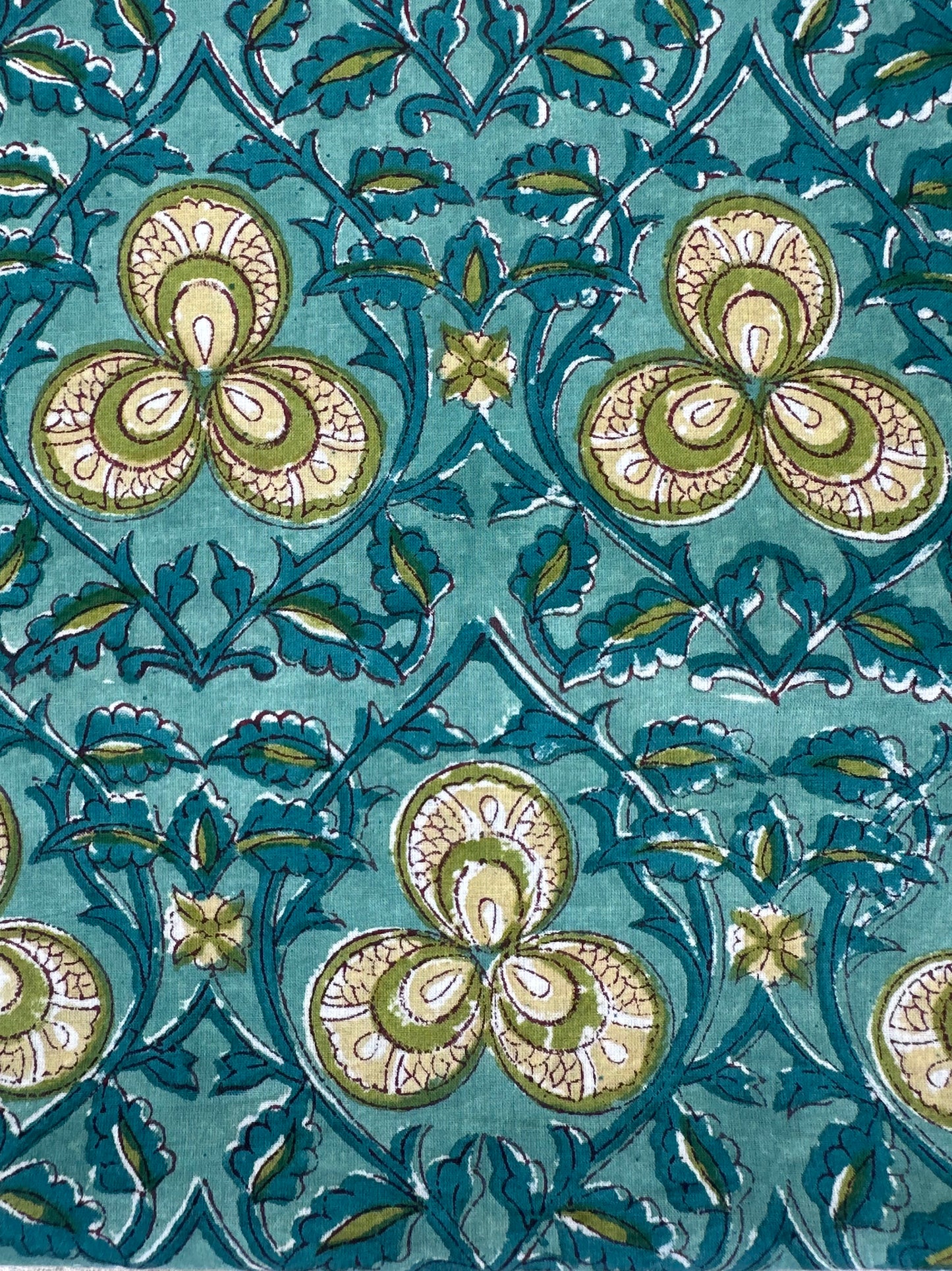 Teal Pomegranate Buta Block Print Cotton
