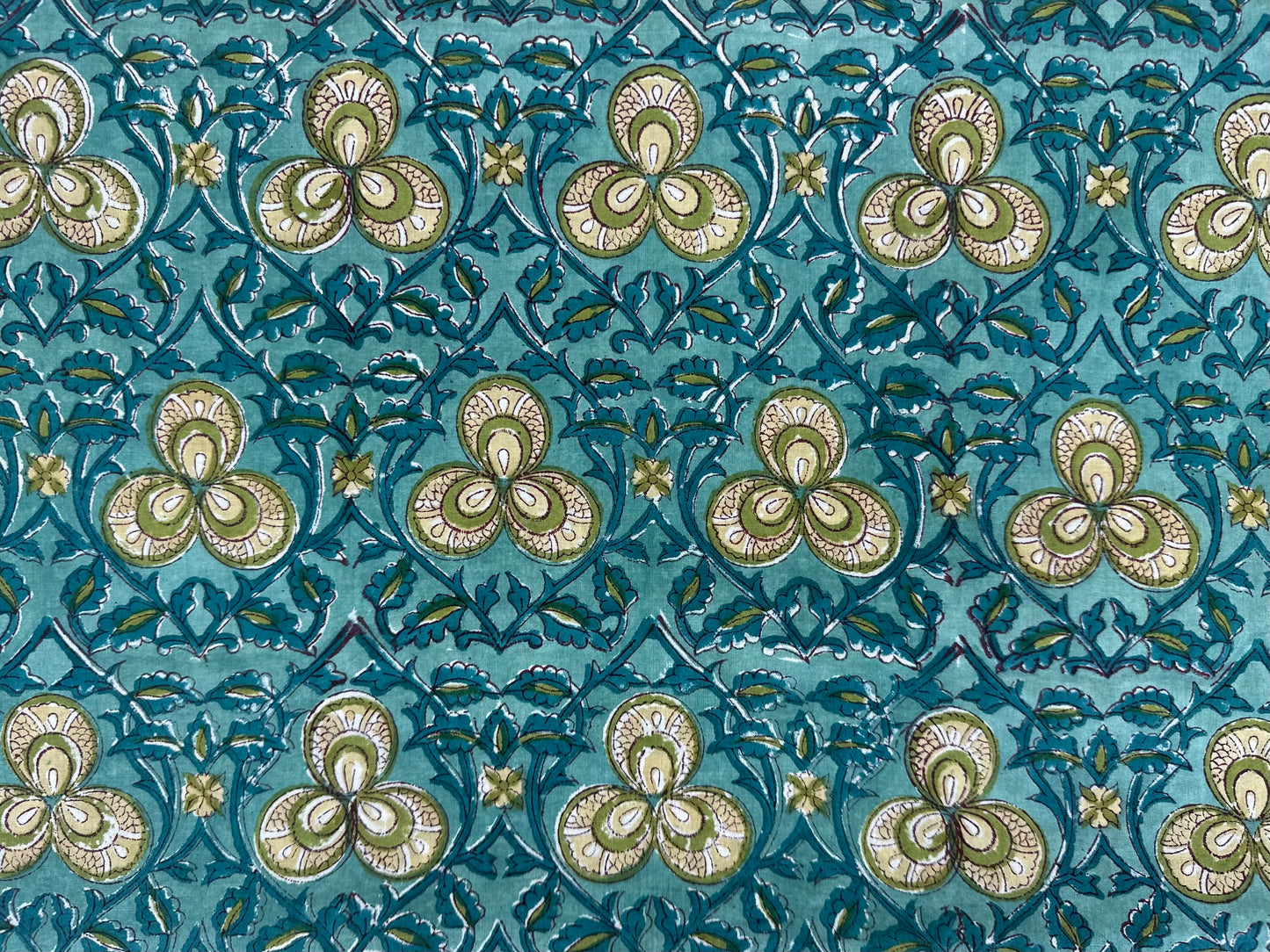 Teal Pomegranate Buta Block Print Cotton