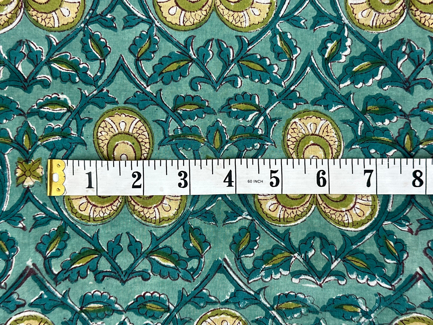Teal Pomegranate Buta Block Print Cotton
