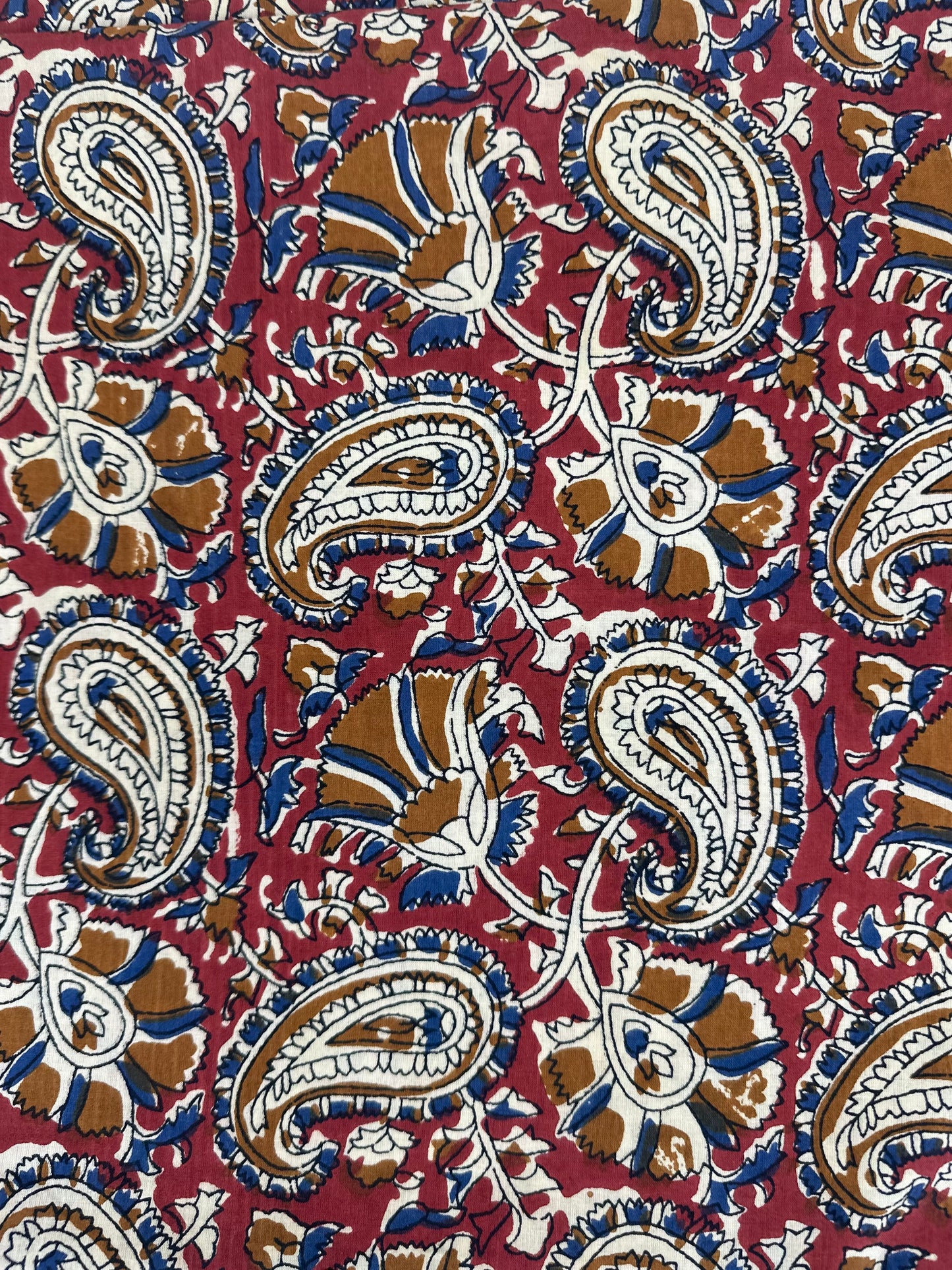 Crimson Large Paisley Block Print Cotton