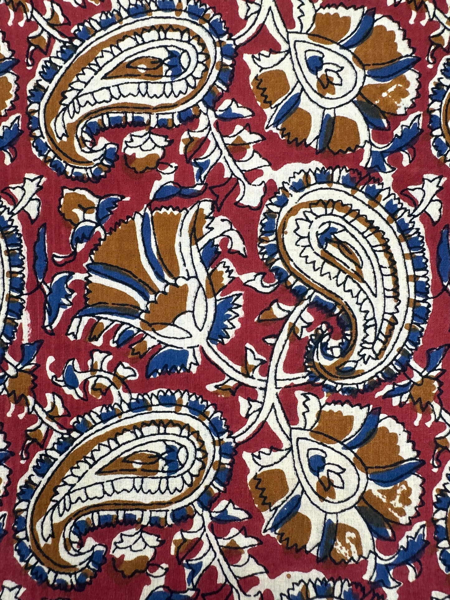 Crimson Large Paisley Block Print Cotton
