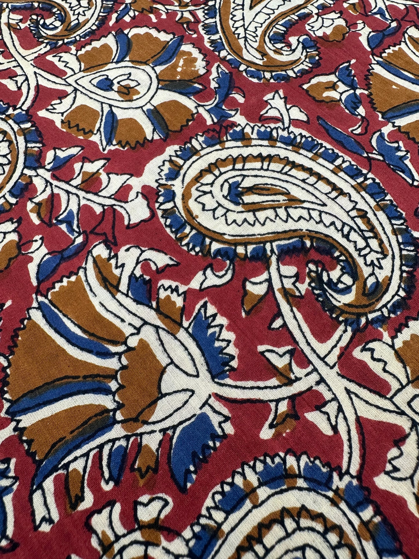 Crimson Large Paisley Block Print Cotton