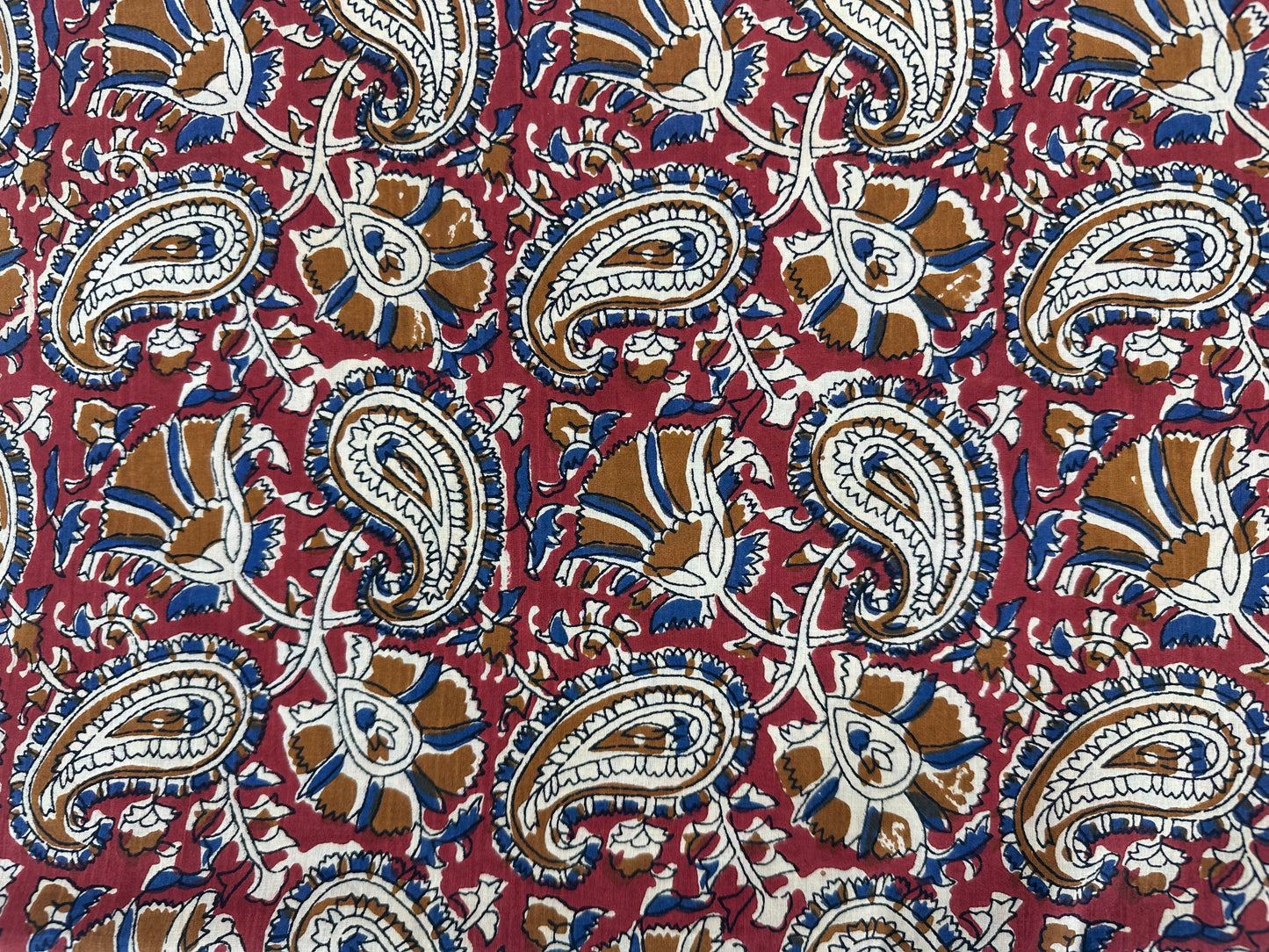 Crimson Large Paisley Block Print Cotton