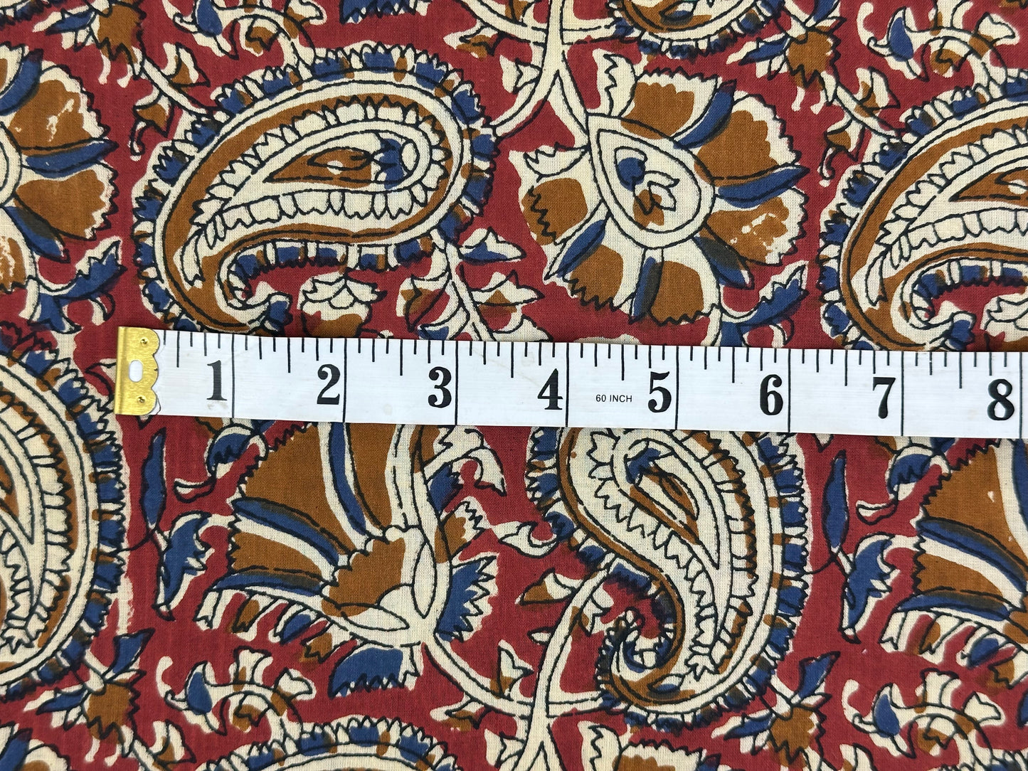 Crimson Large Paisley Block Print Cotton